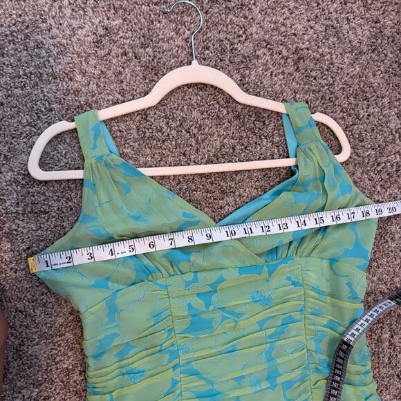 Jonathan Martin 100% Silk Midi Length Dress Green Sz 10 Y2K Whimsigoth Fairy - Picture 9 of 14